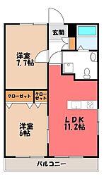エレガンスハイマンション 2LDKの間取図画像