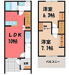 Sky Blue(スカイ ブルー) 2LDKの間取図画像