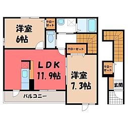 グレースぐみの木 2LDKの間取図画像