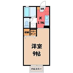 セジュール藤E 1Kの間取図画像