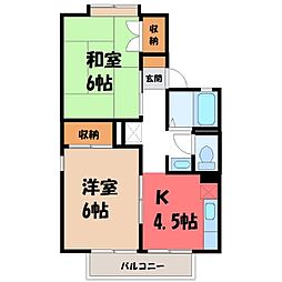 マロニエ六番館 2Kの間取図画像
