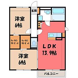 ソシアルビル2 2LDKの間取図画像