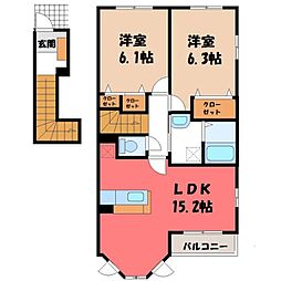 ヴィラプリムローズA 2LDKの間取図画像