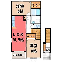 トゥインクル富田A 2LDKの間取図画像