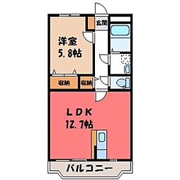 シルキー小山 1LDKの間取図画像