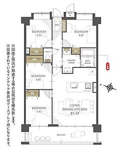 間取り：収納付きの洋室が4部屋！ご家族の団欒スペースと、プライベートな個室の両方を持つ事が出来る間取りです◎