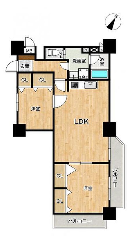 2LDK 間取り