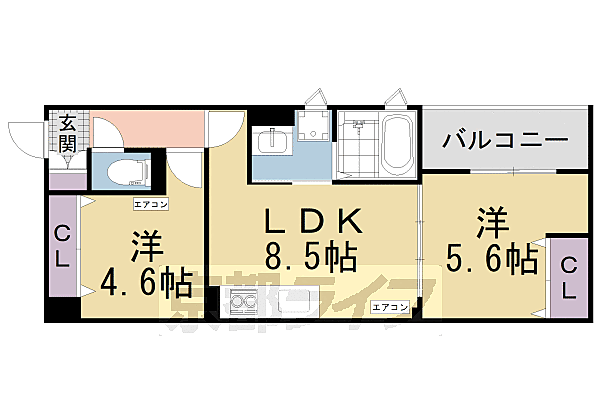 大阪府枚方市藤阪元町(賃貸アパート2LDK・2階・43.94㎡)の写真 その2