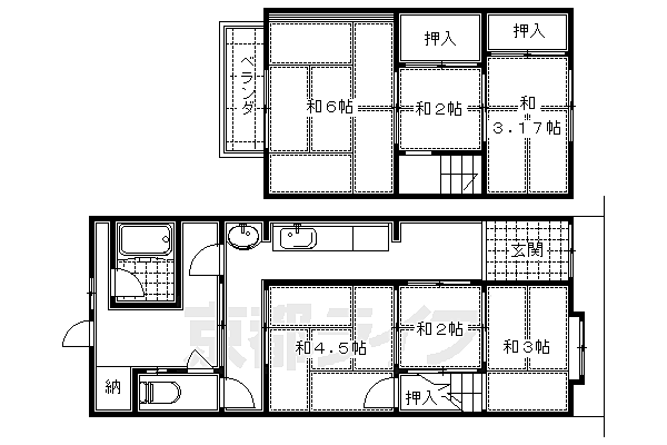 聚楽町貸家 1｜京都府京都市伏見区聚楽町(賃貸一戸建6K・--・58.50㎡)の写真 その2