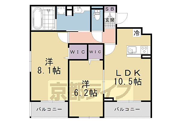 ハレレア 206｜京都府京都市伏見区羽束師菱川町(賃貸アパート2LDK・2階・59.24㎡)の写真 その2