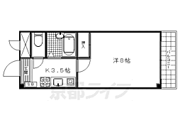 グリーングロー桃山 2階1Kの間取り