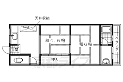 コーポ登 2階2Kの間取り
