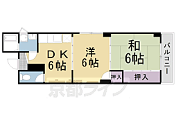 レジデンス菱屋 2階2DKの間取り