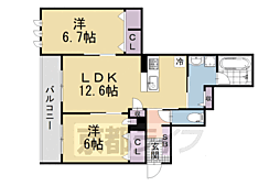 シャーメゾン　アオハウオリ 2階2LDKの間取り