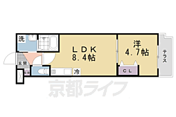 ＣＵＯＲＥ城陽 3階1LDKの間取り