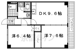 近鉄京都線 小倉駅 徒歩5分の賃貸マンション 3階2LDKの間取り