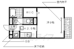 近鉄京都線 新田辺駅 徒歩11分の賃貸アパート 1階1Kの間取り