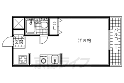 近鉄京都線 興戸駅 徒歩6分の賃貸アパート 2階ワンルームの間取り