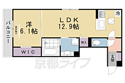 京阪本線 石清水八幡宮駅 徒歩6分の賃貸アパート 1階1LDKの間取り