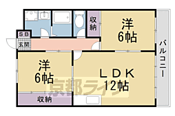ベルミー大野 2階2LDKの間取り