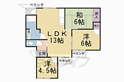 京阪本線 石清水八幡宮駅 徒歩9分の賃貸マンション 2階3LDKの間取り