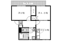 JR奈良線 木幡駅 徒歩10分の賃貸マンション 1階2DKの間取り