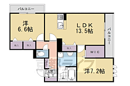 ミラーエステート　イーストビル 2階2LDKの間取り