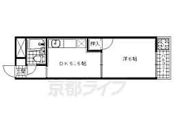 京阪宇治線 木幡駅 徒歩3分の賃貸マンション 1階1DKの間取り