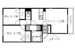 京阪宇治線 黄檗駅 徒歩11分の賃貸アパート 1階2LDKの間取り