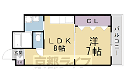 深草324 2階1LDKの間取り