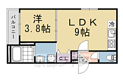 フラッツ六地蔵 1LDKの間取図画像