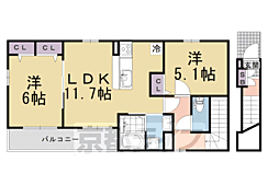 シェモア 2階2LDKの間取り