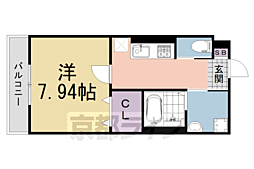 ＫＴＩレジデンス伊勢田 1階1Kの間取り