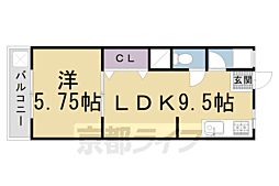 木村工業マンション 1LDKの間取図画像
