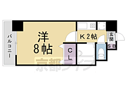 ジュネス二条 1Kの間取図画像