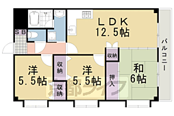 サン・バード桂 3LDKの間取図画像