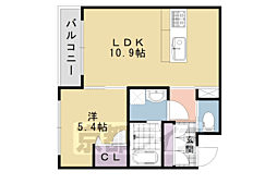 ラ・シャルール 1LDKの間取図画像