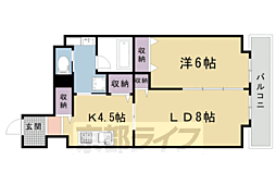 京都市上京区花車町マンション 1LDKの間取図画像