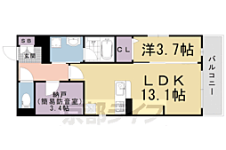 ボワリジェール五条 1SLDKの間取図画像