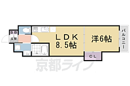 アドバンス京都西院パルティーレ 1LDKの間取図画像