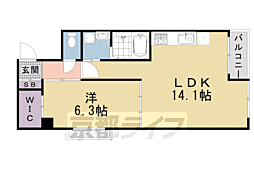 パレ・朱雀門 1LDKの間取図画像