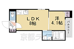 LIX京都桂川 1LDKの間取図画像