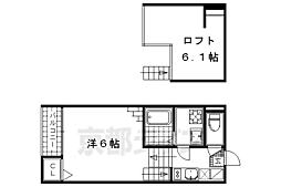 ハーモニーテラス深草大亀谷西寺町 1Kの間取図画像