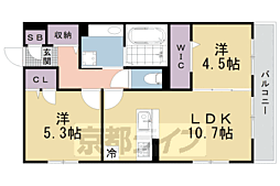 京都市中京区西ノ京西月光町アパート 2LDKの間取図画像