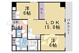 グラン・ドムール五条烏丸 2LDKの間取図画像