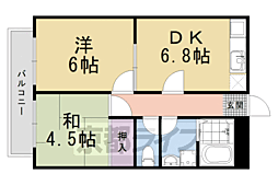 リッツハウス瀬戸川 2DKの間取図画像