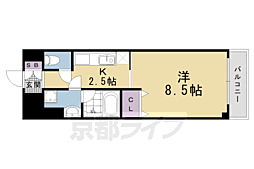 プリモレガーロ西京極 1Kの間取図画像