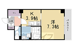 ヴァンヴェルデ西京極 1Kの間取図画像