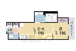 アクアプレイス京都聚楽第 1LDKの間取図画像