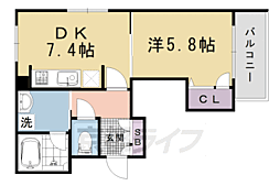 ディアマンテ鴨川五条 1DKの間取図画像